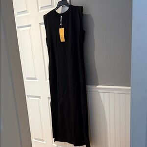 Casual Black Sleeveless Maxi Dress